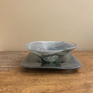 GLASS BOWL AND PLATE